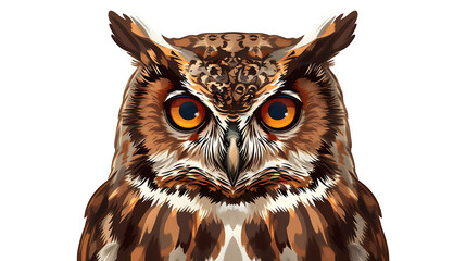 Wall Mural - Close-up portrait of a majestic owl with sharp eyes.