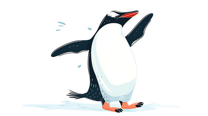 Sticker - A cute cartoon penguin waving hello on a white background.