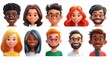 © loran4a - Smiling People Closeup Portrait Set Cute Cartoon Businessman Male and Female Avatars Multi-ethnic Man and Woman Faces Isolated on White Background