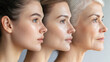 © Hound - Three women with different ages and skin tones. The middle woman has a slight tan and the right woman has a lot of wrinkles