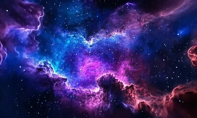 Sticker - Colorful nebula in deep space with stars with ai generated.
