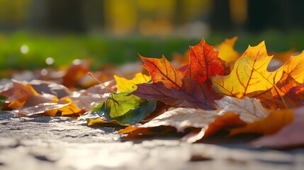 Poster - Autumn Leaves on the Ground