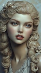 Wall Mural - Stunning Portrait of a Blonde Woman with a Delicate Hairstyle