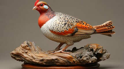 Sticker - Stunning Close-Up of a Colorful Pheasant Sculpture