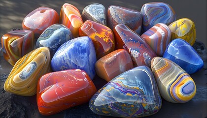 Wall Mural - Colorful stones on beach.