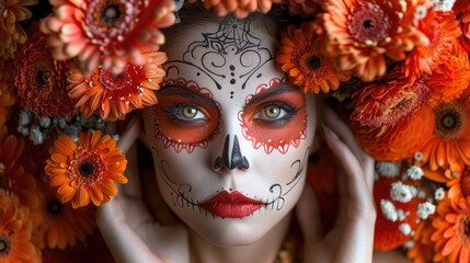 Celebrating the dead: happy Dia de los Muertos, honoring and remembering loved ones with vibrant traditions, altars, festive activities in a colorful celebration of life and ancestry