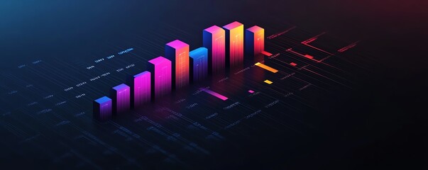 Poster - Minimalist bar chart with statistical data, sleek design, bold colors, professional and clean presentation, modern style