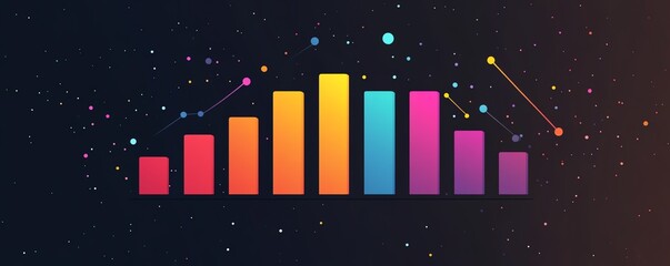 Poster - Minimalist bar chart with statistical data, sleek design, bold colors, professional and clean presentation, modern style