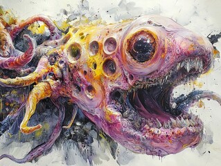 Canvas Print - Abstract Creature Painting: A Surreal and Colorful Monster