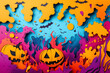 © Inspiration - Handmade colorful paper cutting comic background. Pop art and comic concept. In halloween color.