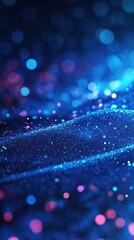 Wall Mural - vibrant abstraction with luminous blue and pink particles creating a mesmerizing backdrop, ideal for