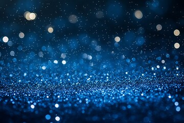 Wall Mural - Abstract blue glitter background with bokeh lights.