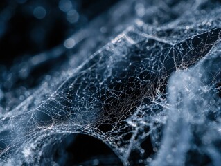 Poster - Delicate Spiderweb with Dew Drops