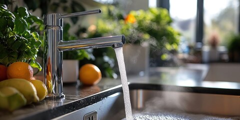 Sticker - Modern Kitchen Sink with Steam