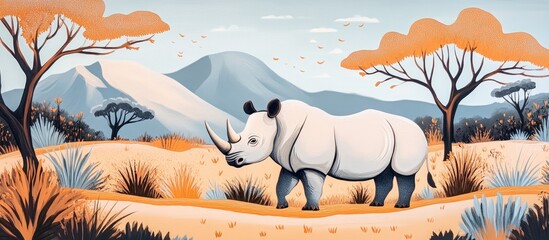 Wall Mural - Rhinoceros in a natural habitat