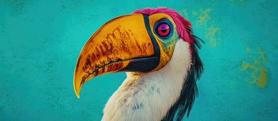 Wall Mural - Vibrant portrait of a Pelecanus onocrotalus showcasing its sharp eye and colorful beak captured in an isolated setting