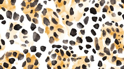 Watercolor seamless leopard pattern Allover print featuring leopard skin design Wild cat skin backdrop Hand drawn repeating cheetah skin motif