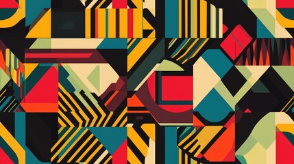 Canvas Print - Colorful Abstract Geometric Patterns Seamless Geometry Design