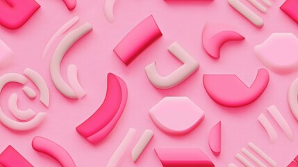 Poster - Geometric designs on a pink backdrop