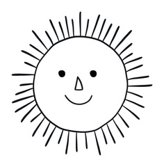Wall Mural - minimal illustration of sun drawing sketch white.