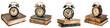 © HappyStudio - Collection of clocks and books on table isolated on transparent or white background