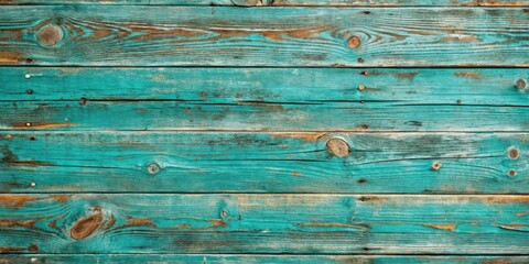 Wall Mural - Distressed Turquoise Blue Weathered Wood Background with Scuffs and Wear Texture