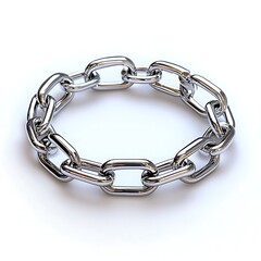 A steel chain forms a perfect circle, its strength stark and bold on the white background.