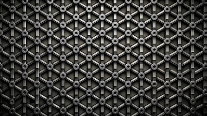 Seamless Texture Pattern of Black Metal Grille with Intricate Design Detail