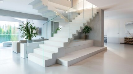 Canvas Print - Modern Staircase in Minimalist Home Interior