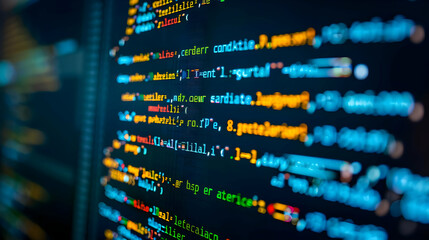 A Close Up of a Computer Screen Displaying Colorful Lines of Code