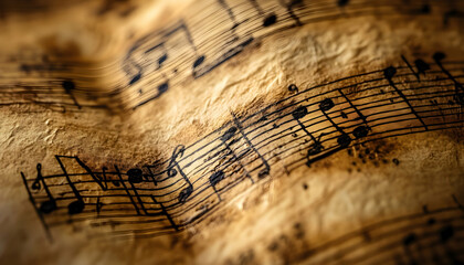 Wall Mural - macro photo of a music sheet  