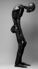 Canvas Print - Black Skeleton Sculpture: A Study of Human Form and Mortality