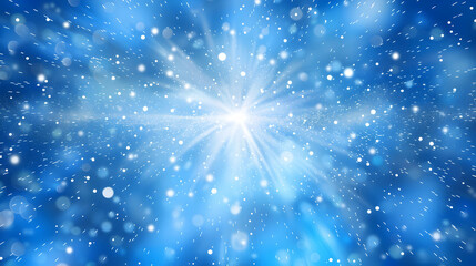 Wall Mural - abstract blue background with bright white light and sparkling bokeh effects, a celestial scene with