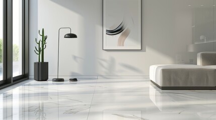 Canvas Print - Modern Interior Design with White Marble Floor