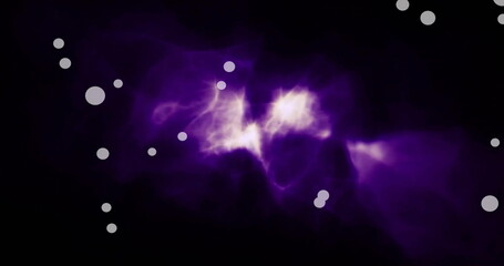 Wall Mural - purple nebula and white particles image on black background