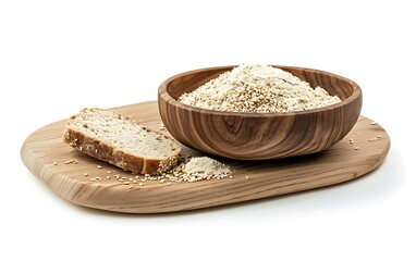 Board and plate of tasty Yeast with on white background.