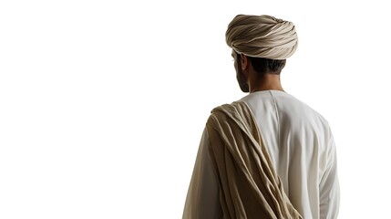 Man in Traditional Arab Clothing Looking Away