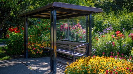 Canvas Print - A  Park Bench In a  Garden