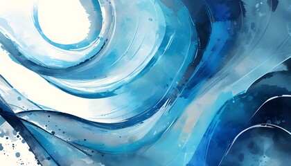 Wall Mural - Tranquil Abstract Blue Watercolor Waves with Soft Textures for Elegant Advertising and Presentations