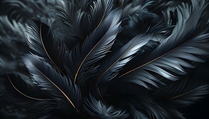 Wall Mural - Elegant Abstract Background of Dark Black Feathers, Perfect for Stunning Wallpaper and Headers in AI Generative Art