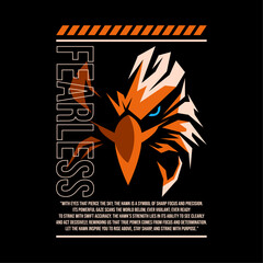 ILLUSTRATION 30 CREATIVE ART FOR T-SHIRT OR APPAREL DESIGN WITH ABSTRACT HAWK HEAD ON BLACK BACKGROUND