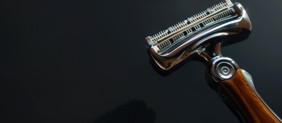 Close-up of retro hair shaving machine on black background