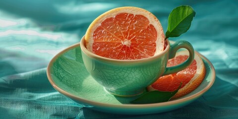 Wall Mural - Glass filled with freshly extracted ruby grapefruit juice