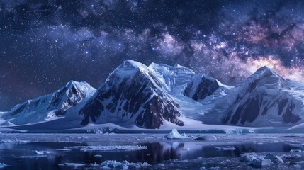 Sticker - Milky Way Over Snowy Mountains