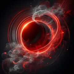 Wall Mural - 3d rendered illustration of red circle and a glowing red smoke in a vibrant dark plasma background
