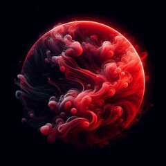 Wall Mural - 3d rendered illustration of red circle and a glowing red smoke in a vibrant dark plasma background