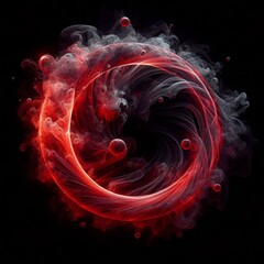 Wall Mural - background of red round with smoke on dark with space for text