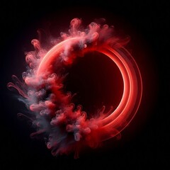 Wall Mural - dynamic abstract red circle with swirling flames and energy on a black background