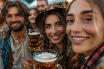 Wall Mural - Cultural extravaganza: Oktoberfest, celebrating bavarian traditions with lively music, traditional attire, festive gatherings, embracing joy of community, delicious cuisine, iconic beer festivities.