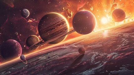 Poster - Cosmic Symphony: A Celestial Dance of Planets and Stars